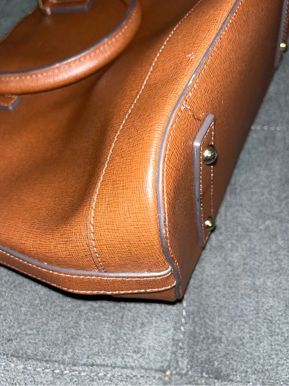 DOONEY & BOURKE SAFFIANO ZIP DOME SATCHEL IN LIGHT BROWN IALIAN LEATHER